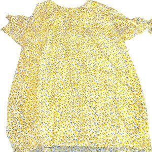 Davi & Dani NWT Yellow Sunflower Floral Cold Shoulder A-Line Dress Size 2XL